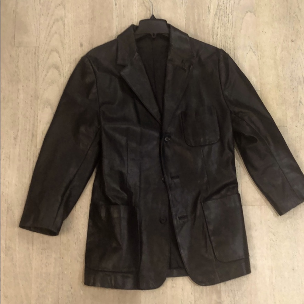 Black genuine leather jacket size large